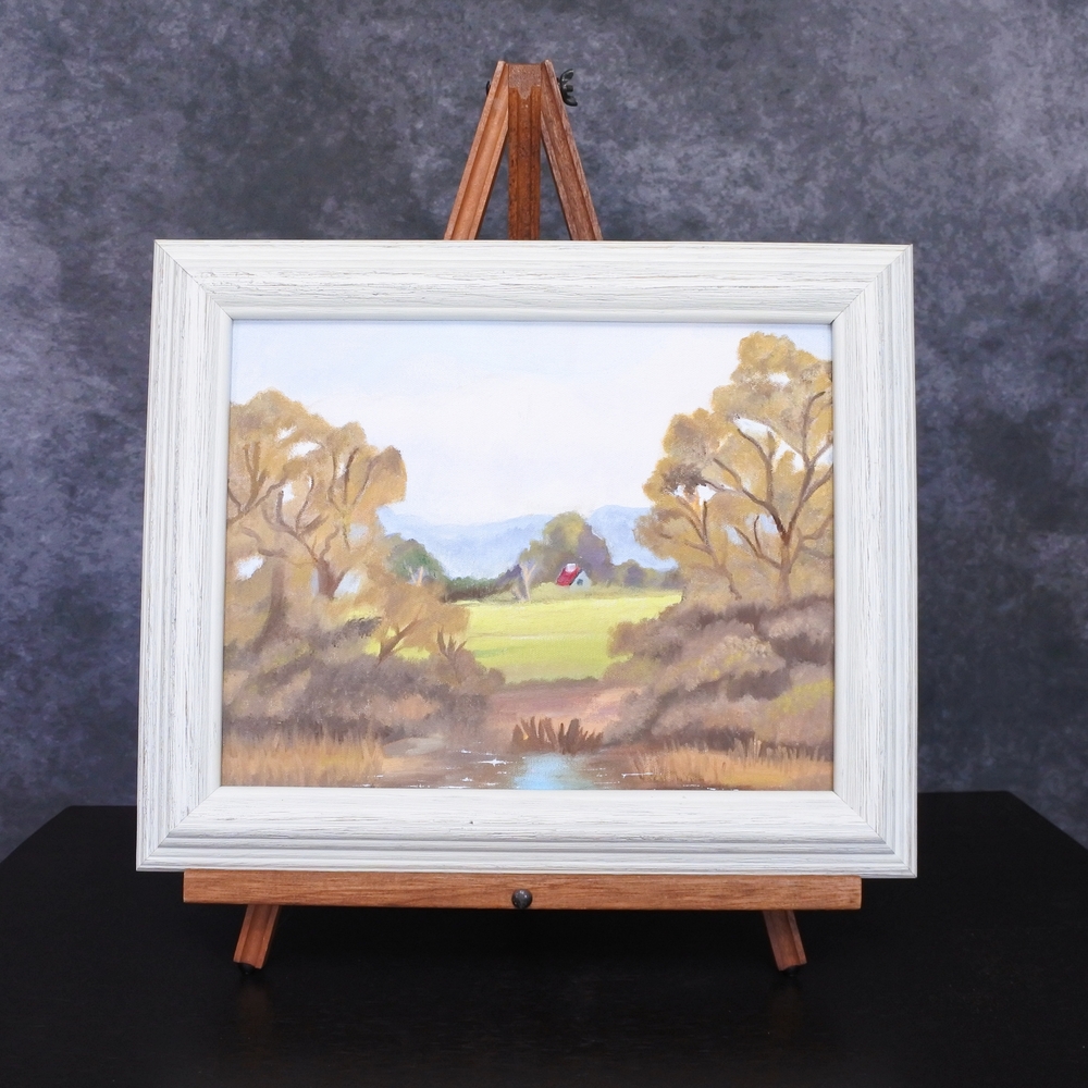 Vintage Original Landscape Countryside Oil Painting Framed Artwork